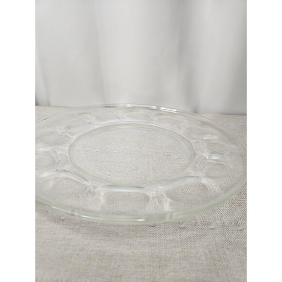 Vintage Pyrex Originals Clear Glass Platter Dinner Plate 11” Thumbprint - Picture 4 of 7